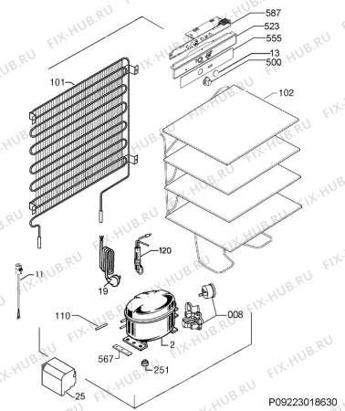 Взрыв-схема холодильника Smeg UKS3F092P - Схема узла Cooling system 017